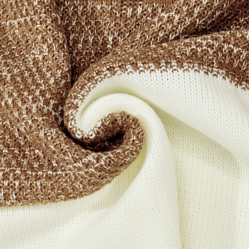 Men's Casual Color Block Long Sleeve Cable Knit Pullover Sweater | LUXETHREAD