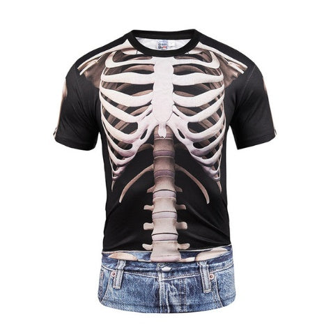 Fake Vest men short sleeve hip hop Fashion Man Slim Fit t-shirt Halloween cosplay | LUXETHREAD