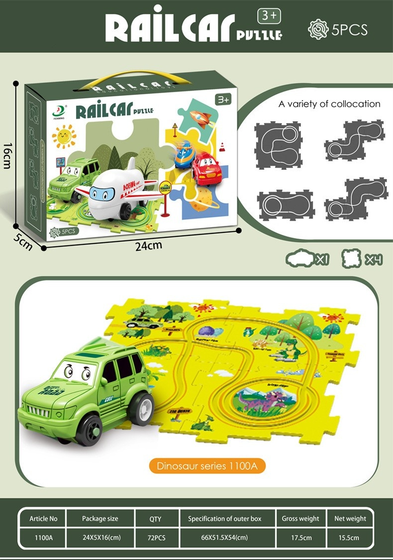 Children Puzzle Electric Railroad Speeder DIY Assembly Electric Car Automatic Rail City Scene Construction Education Toy Gift
