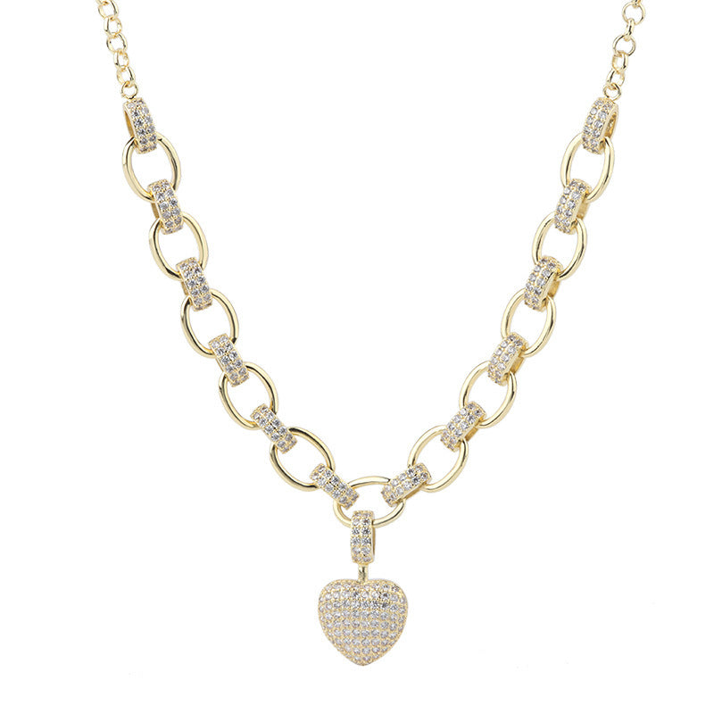 Micro Inlaid Heart-Shaped Necklace And Bracelet Set | LUXETHREAD 