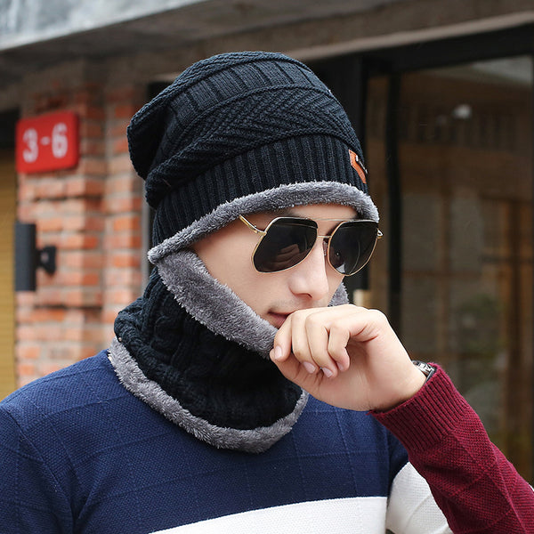 Men's Knitted Wool Hat Casual Warm Bib | LUXETHREAD 