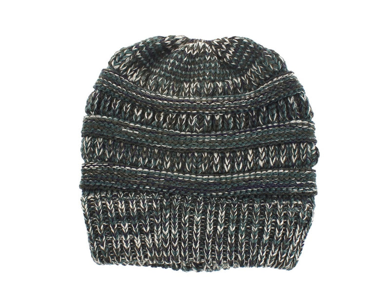 Mixed Color Knitted Wool Hat Ladies Non-labeled Ponytail Hat | LUXETHREAD 