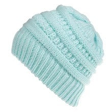 Mixed Color Knitted Wool Hat Ladies Non-labeled Ponytail Hat | LUXETHREAD 