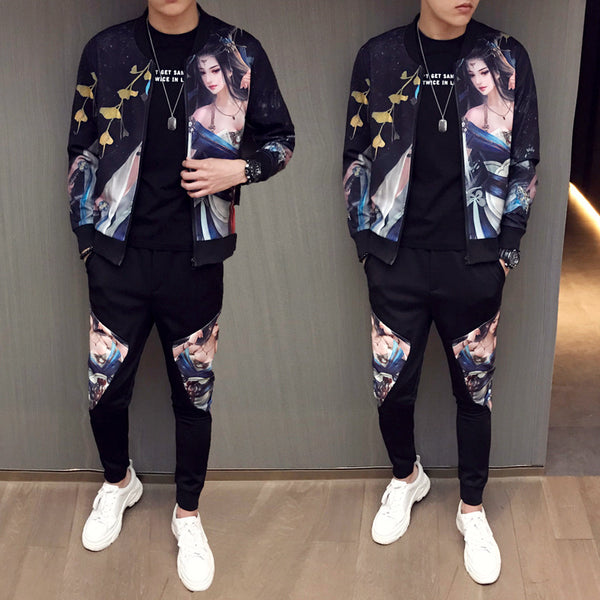 New Jacket Pants Men Tracksuit Moda Hombre Fashion Printing Men's Set Spring Men's Sports Suit 2 Piece Sets Plus Size 5XL | LUXETHREAD 