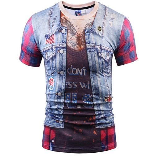 Fake Vest men short sleeve hip hop Fashion Man Slim Fit t-shirt Halloween cosplay | LUXETHREAD