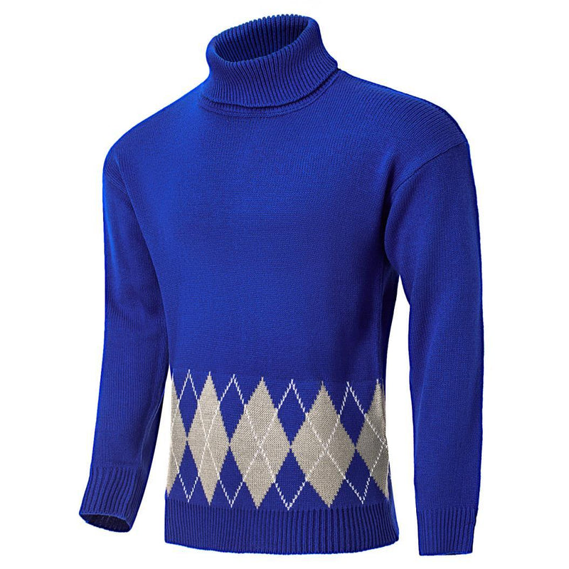 Men's Vintage Argyle Turtlenecks Sweater Thermal Knitted Pullover | LUXETHREAD 