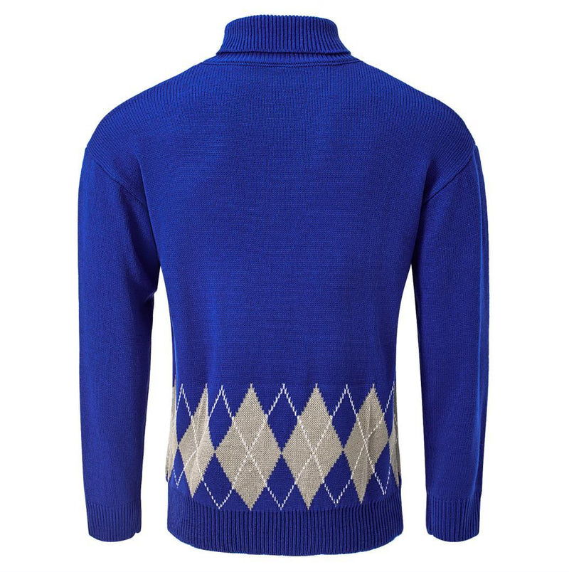 Men's Vintage Argyle Turtlenecks Sweater Thermal Knitted Pullover | LUXETHREAD 