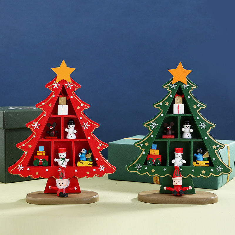 Wooden Christmas Tree Mini Table Decorative Ornament Supplies | LUXETHREAD