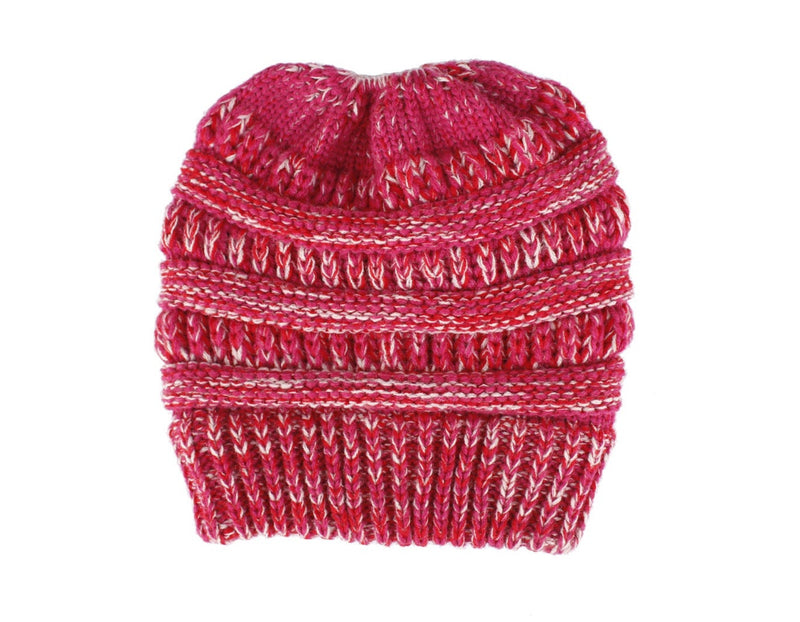 Mixed Color Knitted Wool Hat Ladies Non-labeled Ponytail Hat | LUXETHREAD 