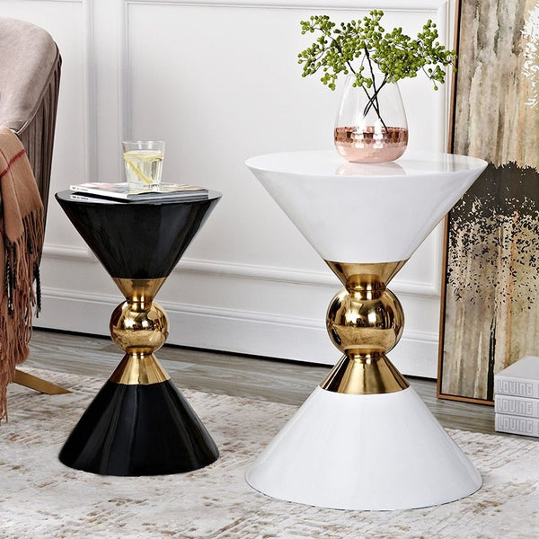 Light luxury style side table post-modern Mini removable sofa corner American black and white New Chinese style stainless steel corner table | LUXETHREAD