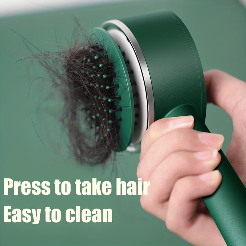 One-key Self-cleaning Hair Brush For Women Curly Hair Brush | LUXETHREAD 