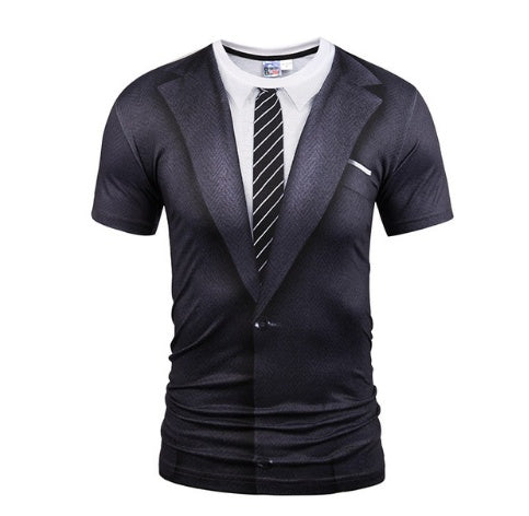 Fake Vest men short sleeve hip hop Fashion Man Slim Fit t-shirt Halloween cosplay | LUXETHREAD