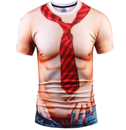 Fake Vest men short sleeve hip hop Fashion Man Slim Fit t-shirt Halloween cosplay | LUXETHREAD