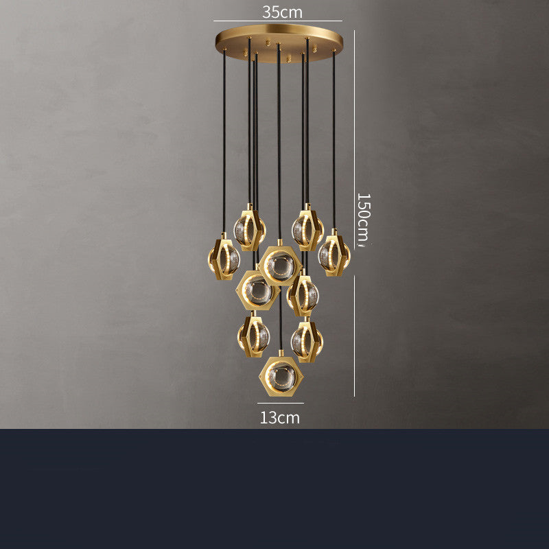 Full Copper Crystal Modern Minimalist Living Room Dining Room Chandelier | LUXETHREAD