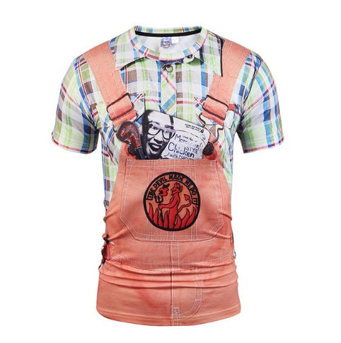 Fake Vest men short sleeve hip hop Fashion Man Slim Fit t-shirt Halloween cosplay | LUXETHREAD