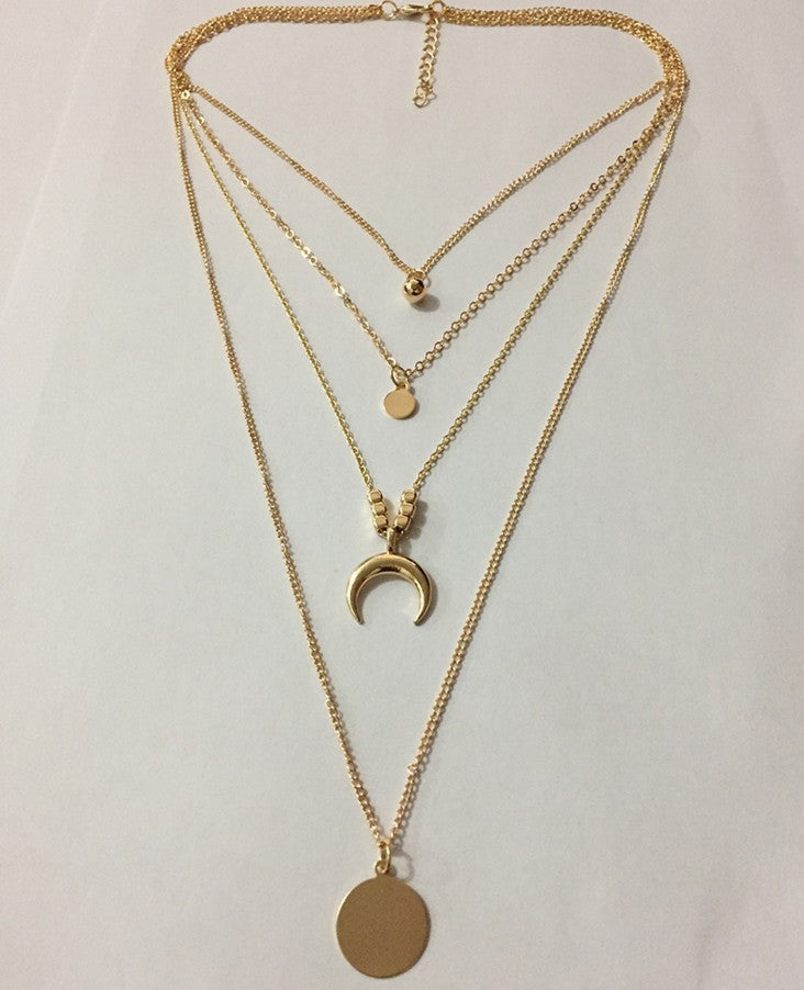 Fashionable Personality New Multi-layer Moon Disc Pendant | LUXETHREAD