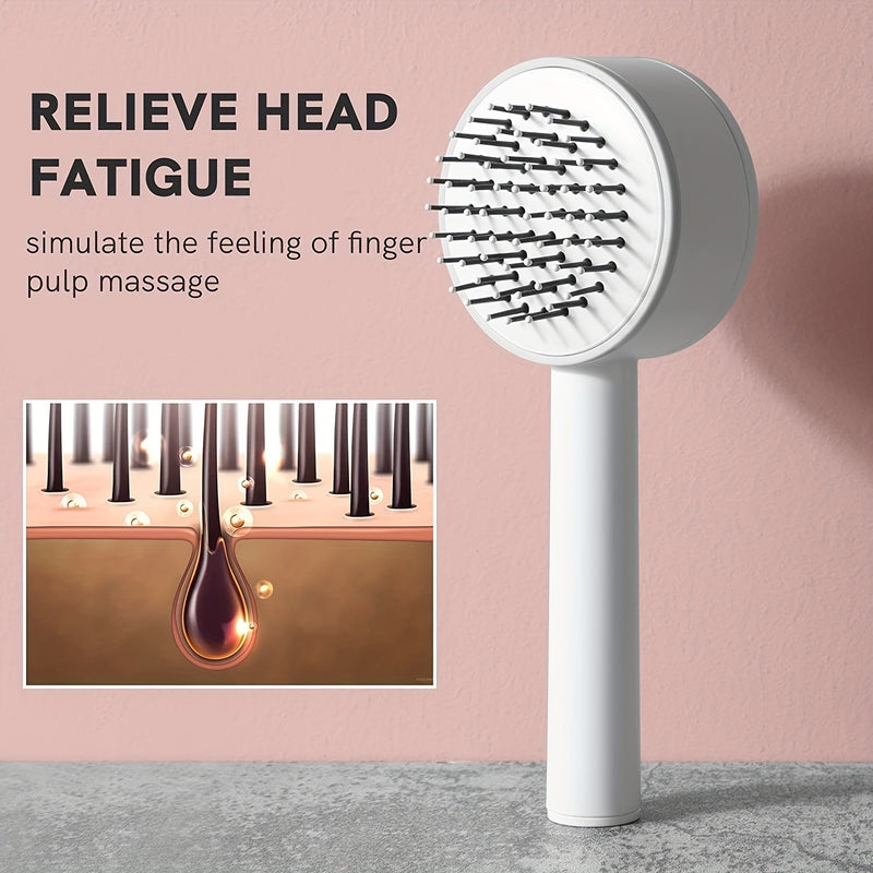 One-key Self-cleaning Hair Brush For Women Curly Hair Brush | LUXETHREAD 