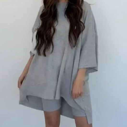 Women's Clothing Fashion Solid Color Loose T-shirt Tight Shorts Women | LUXETHREAD