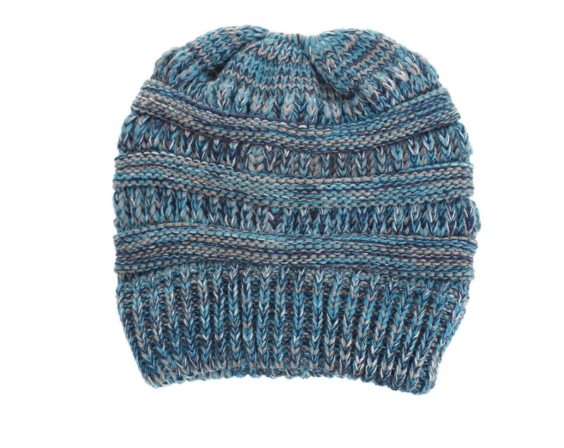 Mixed Color Knitted Wool Hat Ladies Non-labeled Ponytail Hat | LUXETHREAD 
