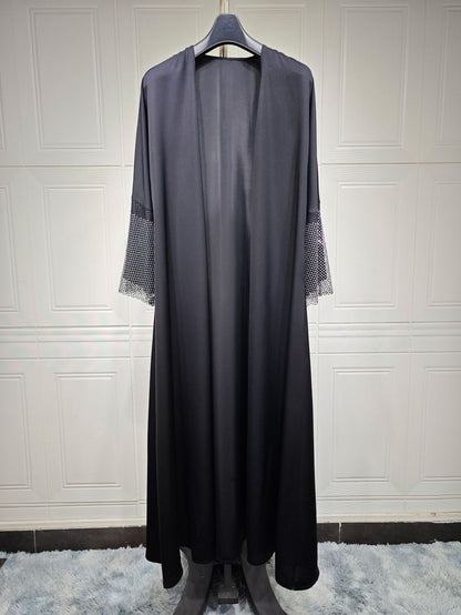 MQ085 Cardigan Abaya Muslim Cross-border Stretch Diamond Mesh Robe | LUXETHREAD 