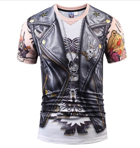 Fake Vest men short sleeve hip hop Fashion Man Slim Fit t-shirt Halloween cosplay | LUXETHREAD