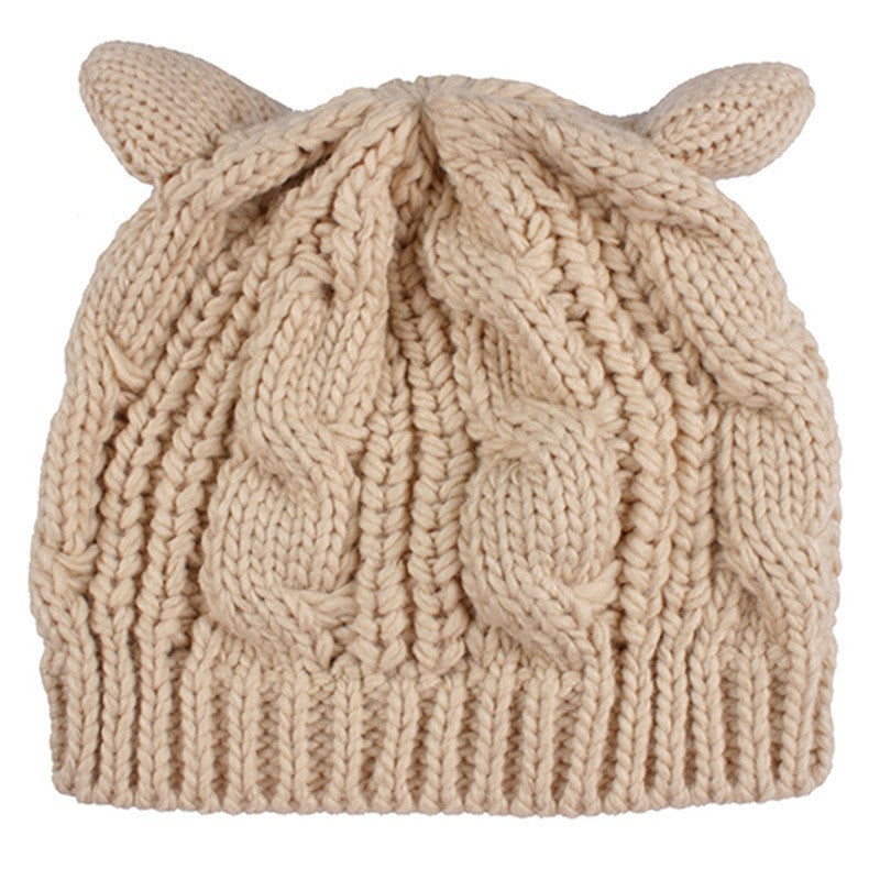 Hand Made 3D Cute Knitted Cat Ear Beanie For Winter | LUXETHREAD