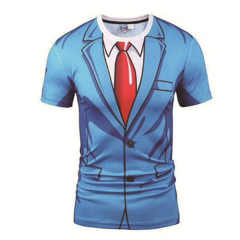 Fake Vest men short sleeve hip hop Fashion Man Slim Fit t-shirt Halloween cosplay | LUXETHREAD