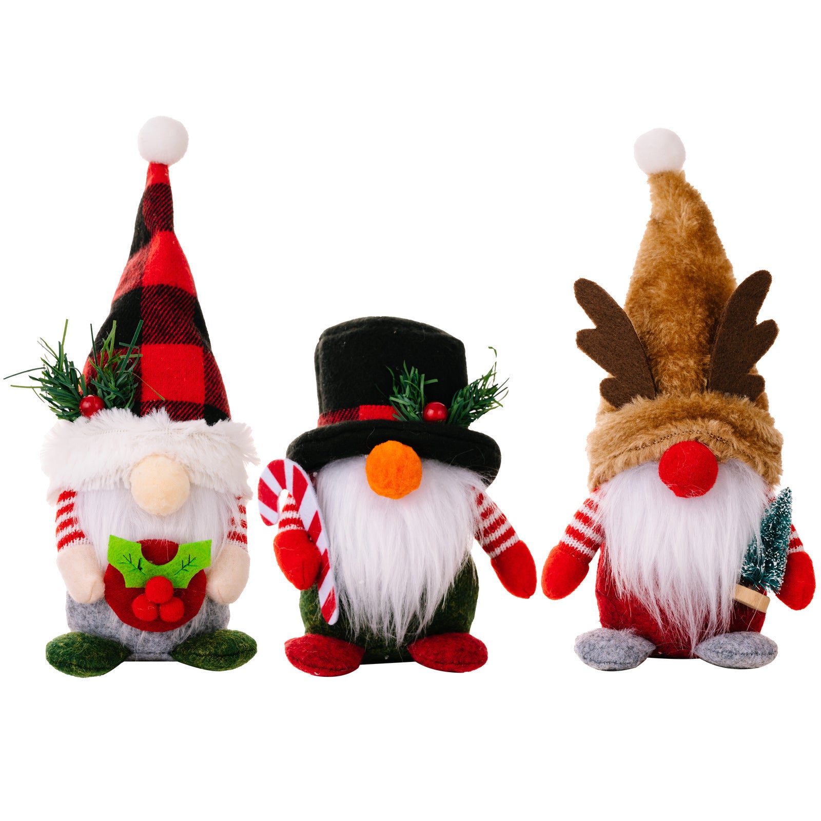 New Christmas Decoration Supplies Plaid Hat Forest Elderly Ornaments | LUXETHREAD 