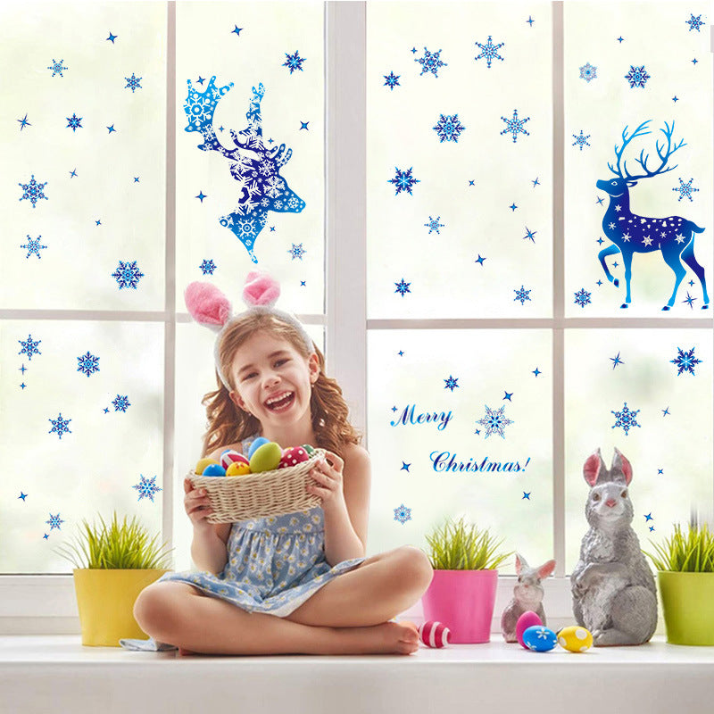 Christmas Elk Snowflake Sticker Decoration Glass Window Kids Room Christmas Wall Stickers Home Decals Decoration | LUXETHREAD