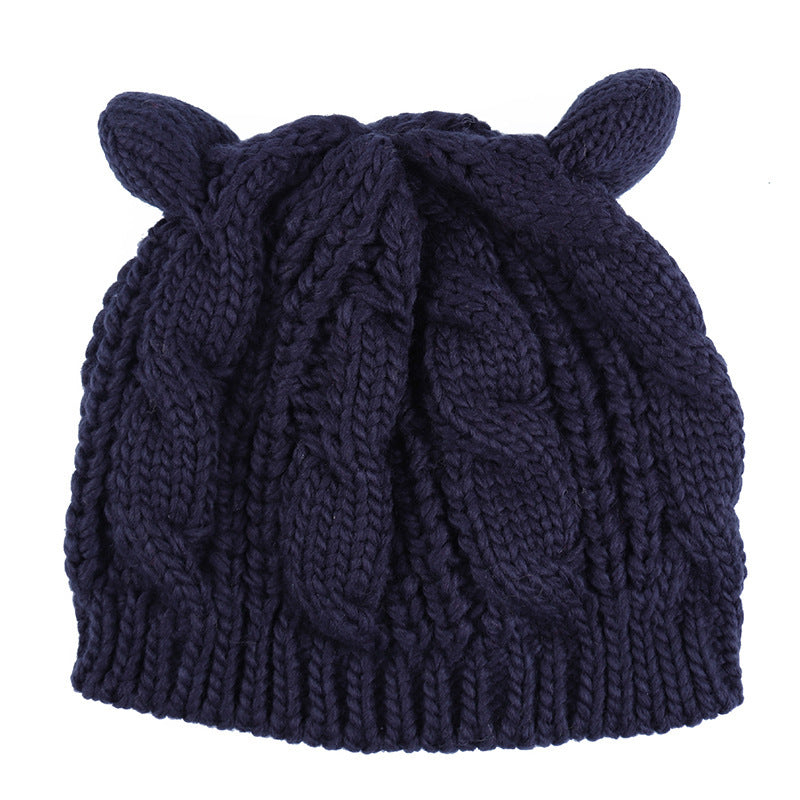 Hand Made 3D Cute Knitted Cat Ear Beanie For Winter | LUXETHREAD