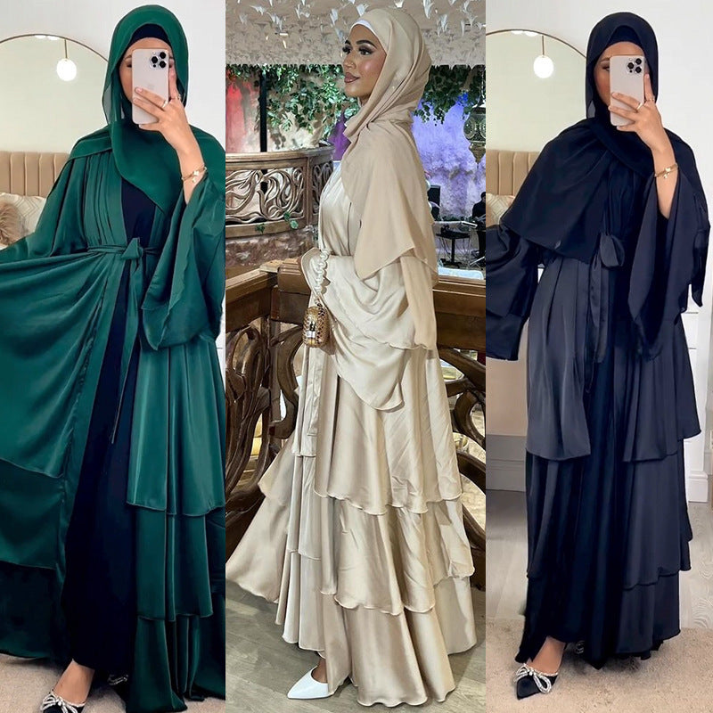 Muslim Fashion Solid Color Robe Abaya Outer Wear Cardigan | LUXETHREAD 