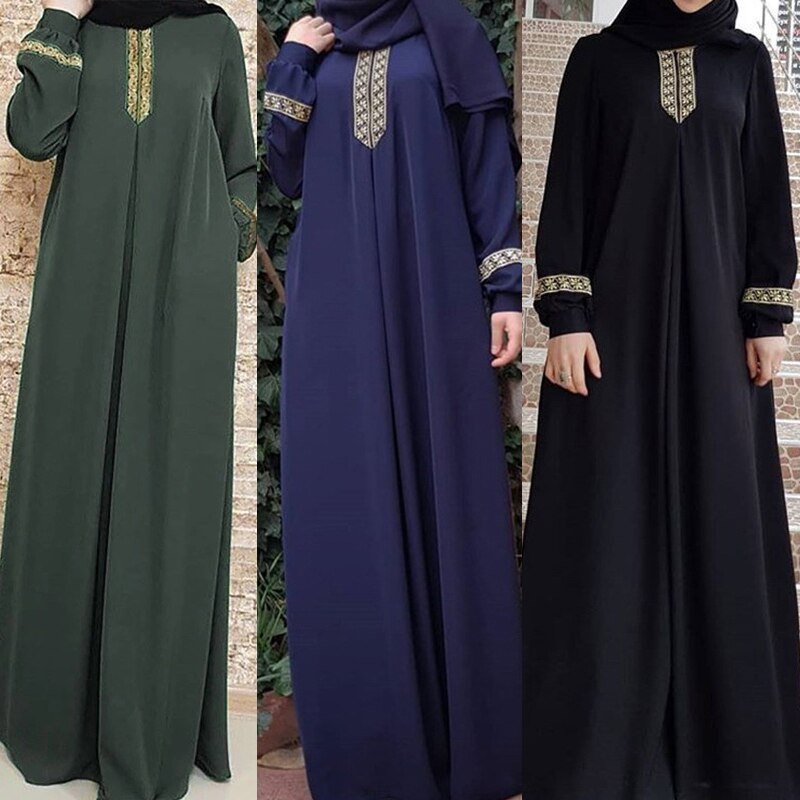 Women Plus Size Print Abaya Jilbab Muslim Maxi Dress | LUXETHREAD