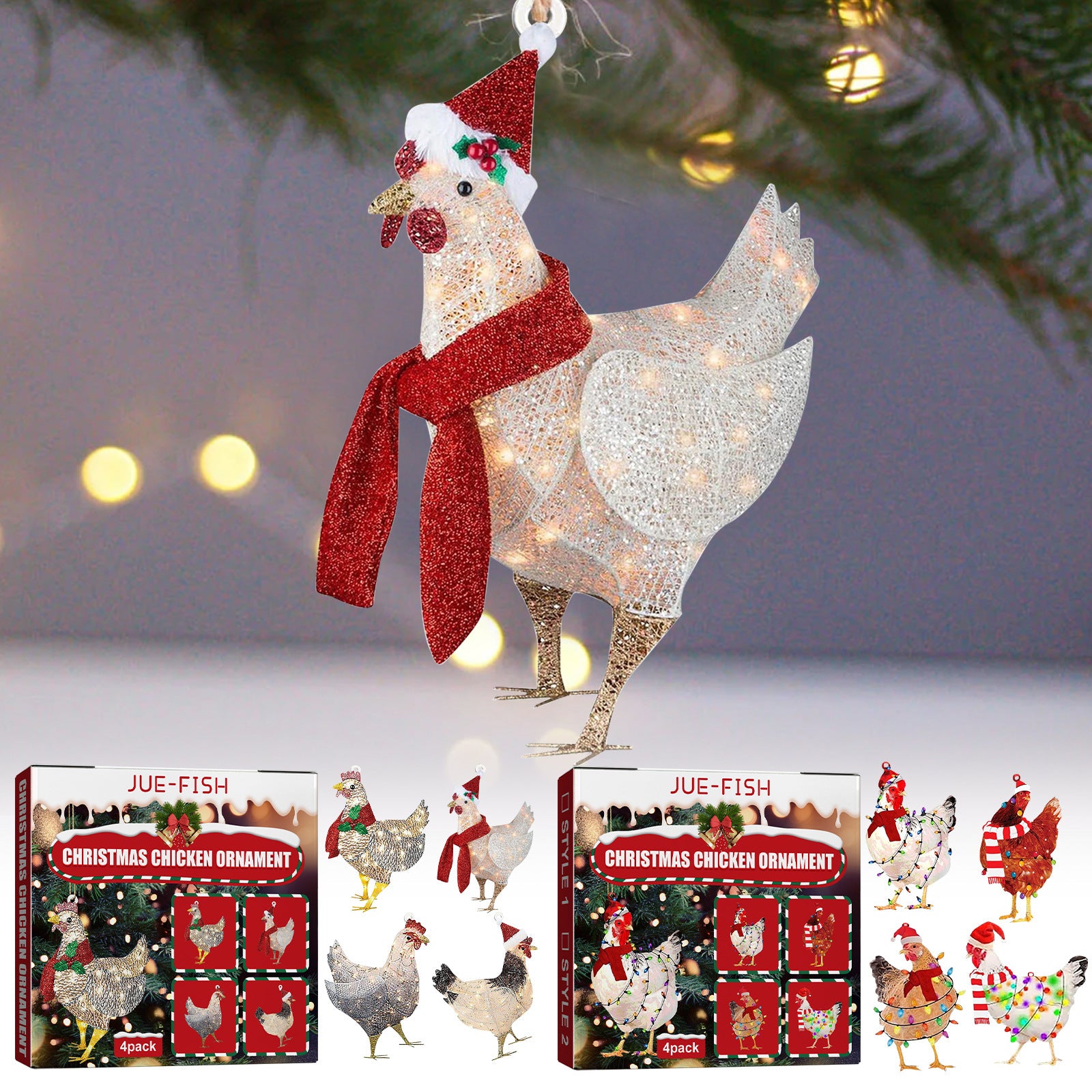 Home Holiday Party Christmas Tree Atmosphere Decoration Chicken Pendant | LUXETHREAD