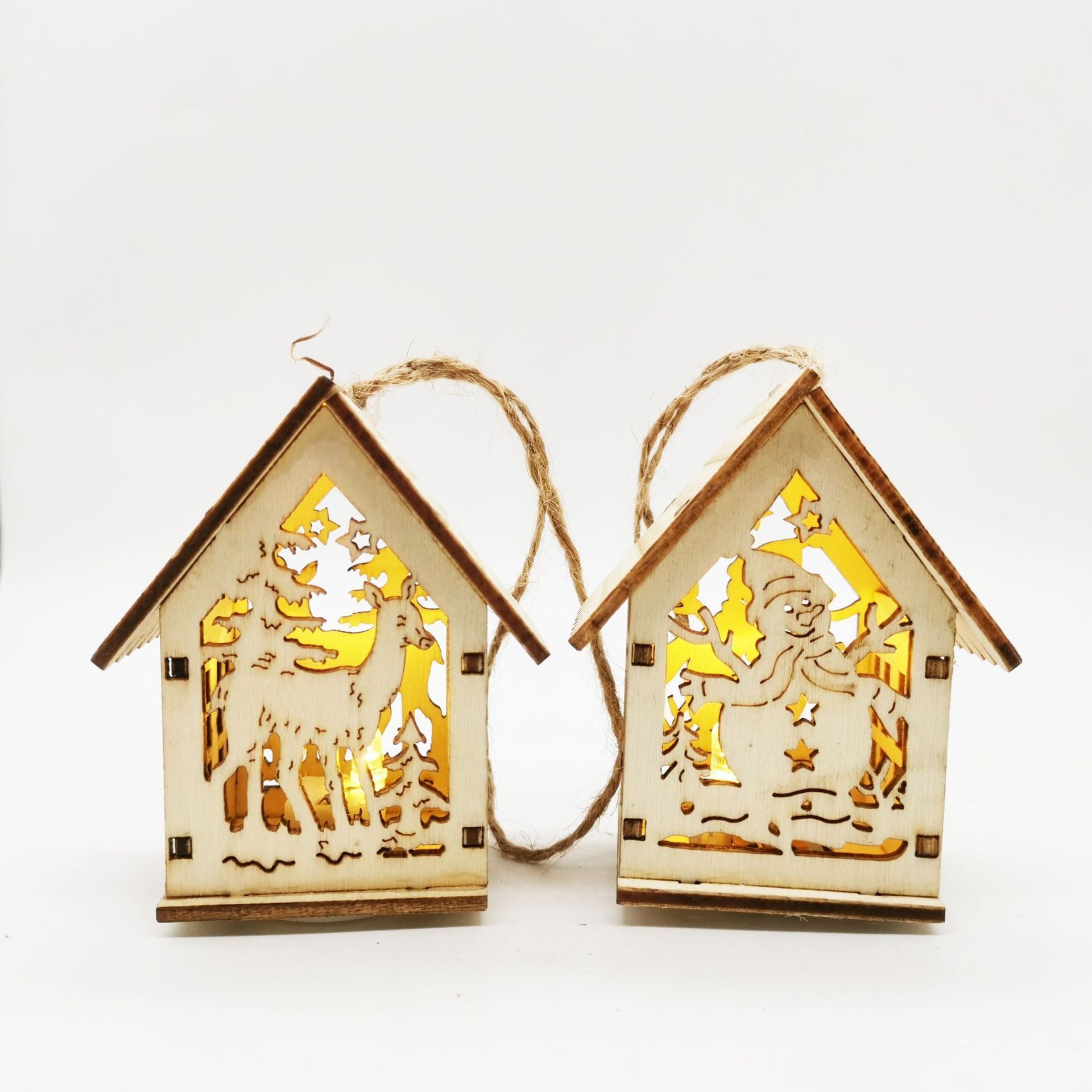 Christmas Wooden Craftwork Christmas Small House Decorations | LUXETHREAD