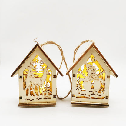 Christmas Wooden Craftwork Christmas Small House Decorations | LUXETHREAD