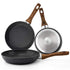 Frying Pan Set 3-Piece Nonstick Saucepan Woks Cookware Set,Heat-Resistant Ergonomic Wood Effect Bakelite Handle Design,PFOA Free| LUXETHREAD