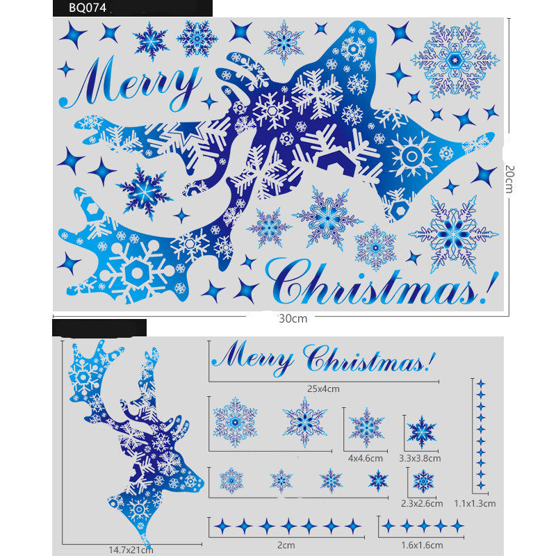 Christmas Elk Snowflake Sticker Decoration Glass Window Kids Room Christmas Wall Stickers Home Decals Decoration | LUXETHREAD