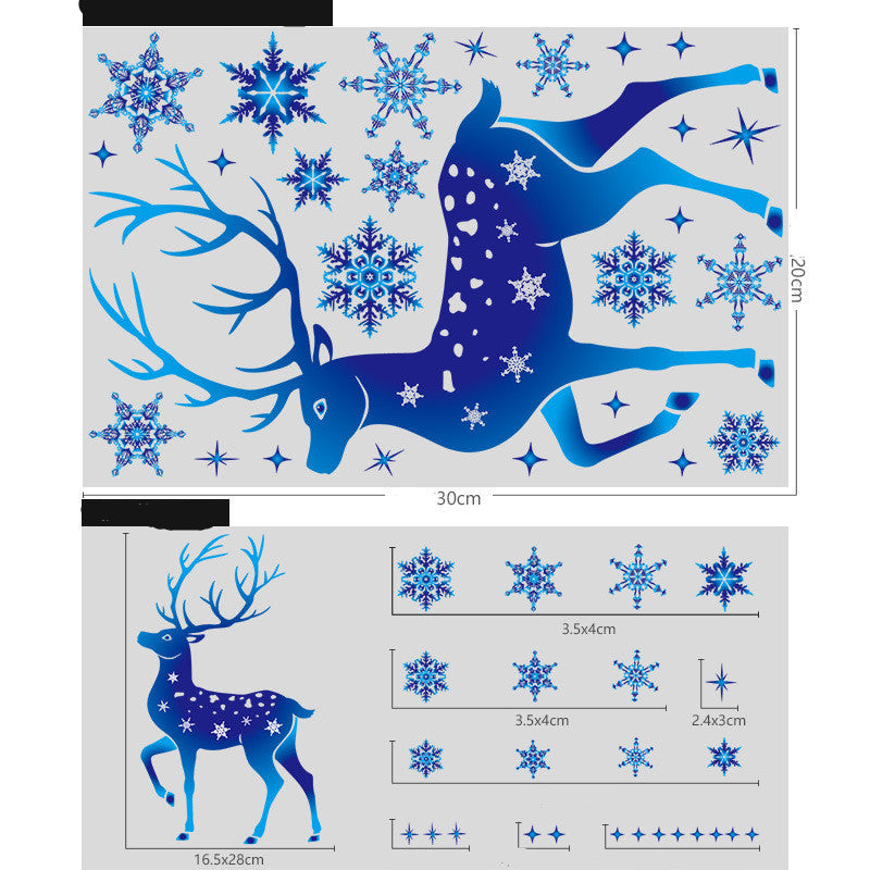 Christmas Elk Snowflake Sticker Decoration Glass Window Kids Room Christmas Wall Stickers Home Decals Decoration | LUXETHREAD