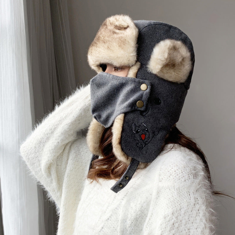 Cute puppy Lei Feng cartoon outdoor ski hat | LUXETHREAD