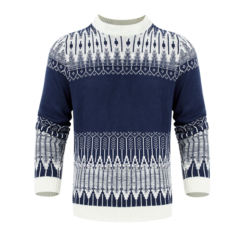 Men's Crewneck Pullover Sweater Unisex Fair Isle Long Sleeve Knitted Sweater | LUXETHREAD