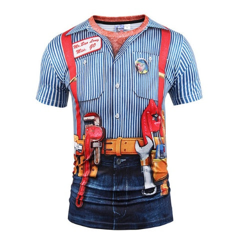Fake Vest men short sleeve hip hop Fashion Man Slim Fit t-shirt Halloween cosplay | LUXETHREAD