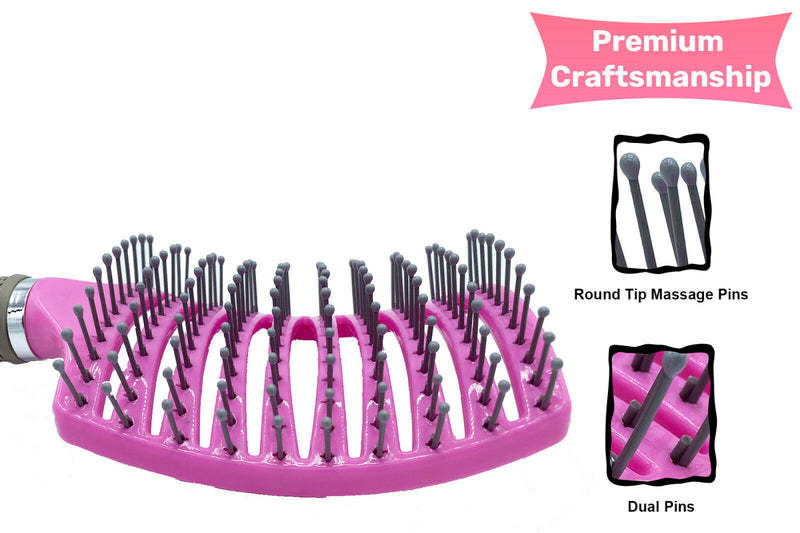 Hair Scalp Massage Brush Anti Static Curved Vented Styling Detangling | LUXETHREAD