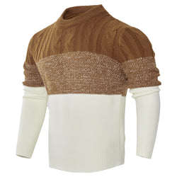 Men's Casual Color Block Long Sleeve Cable Knit Pullover Sweater | LUXETHREAD