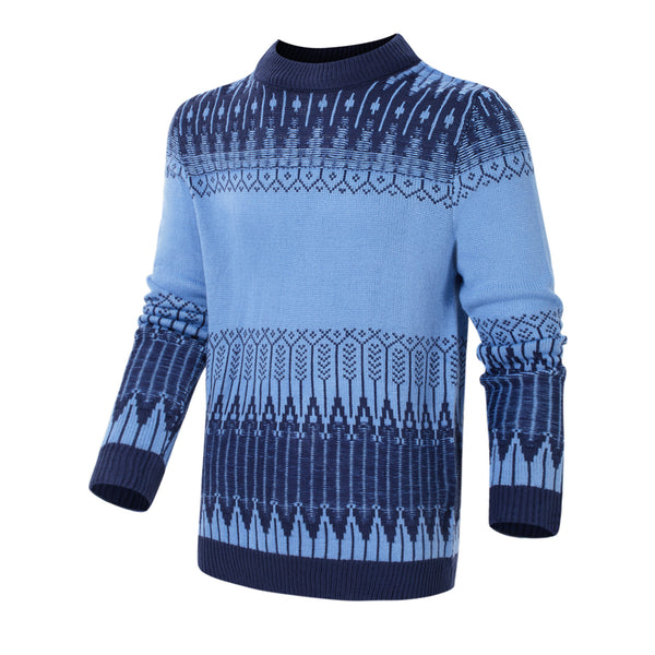 Men's Crewneck Pullover Sweater Unisex Fair Isle Long Sleeve Knitted Sweater | LUXETHREAD