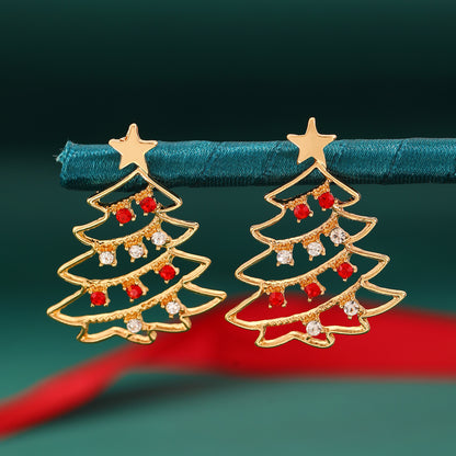 Colorful Zircon Christmas Tree Earrings | LUXETHREAD