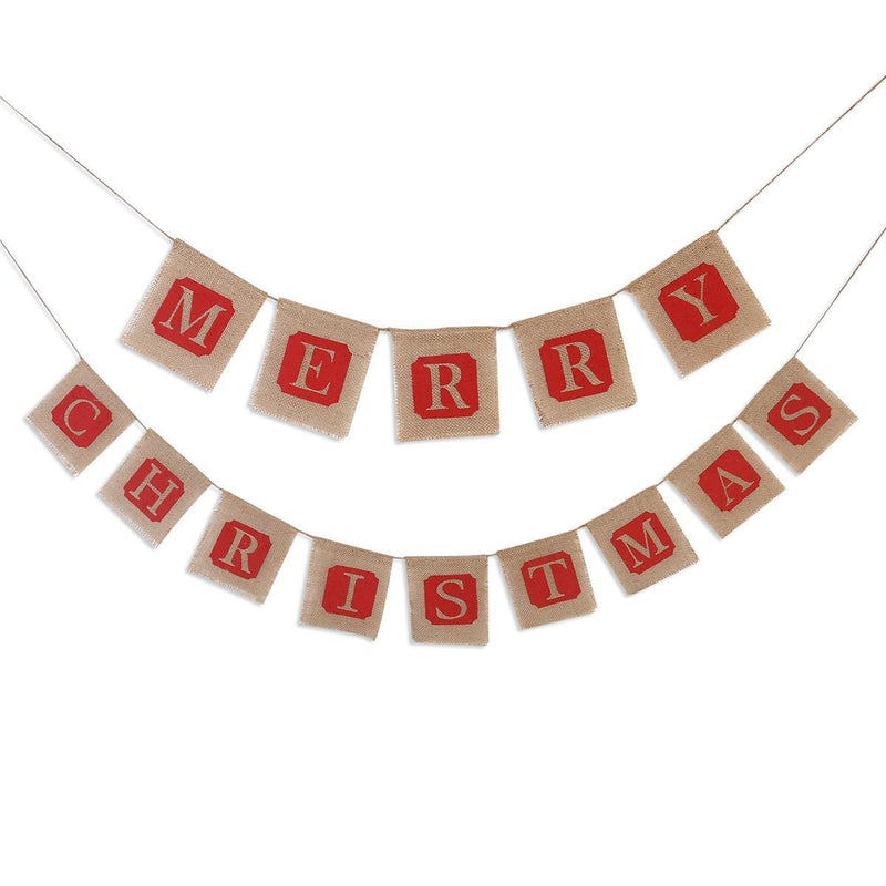 Merry Christmas Sackcloth Flag Christmas Banner Christmas Banner Decoration | LUXETHREAD 