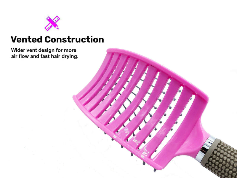 Hair Scalp Massage Brush Anti Static Curved Vented Styling Detangling | LUXETHREAD
