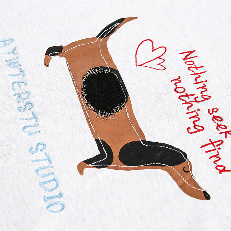 Cartoon Puppy Paste Cloth Embroidery T-shirt Men | LUXETHREAD