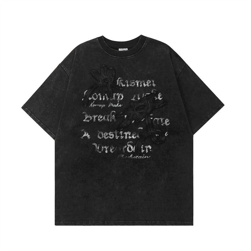 Flower Affixed Cloth Embroidered T-shirt For Men | LUXETHREAD