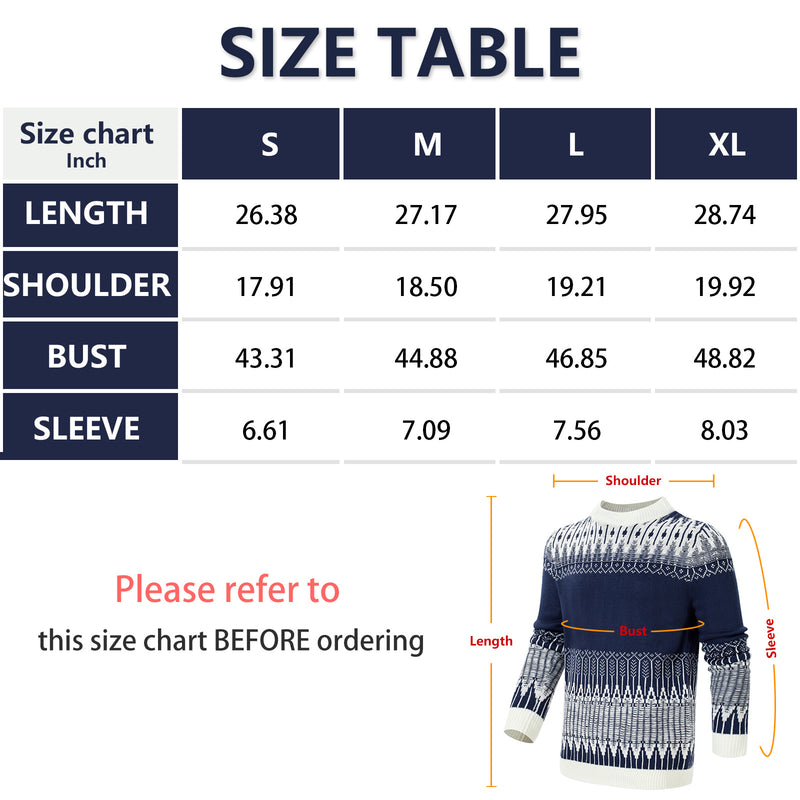 Men's Crewneck Pullover Sweater Unisex Fair Isle Long Sleeve Knitted Sweater | LUXETHREAD